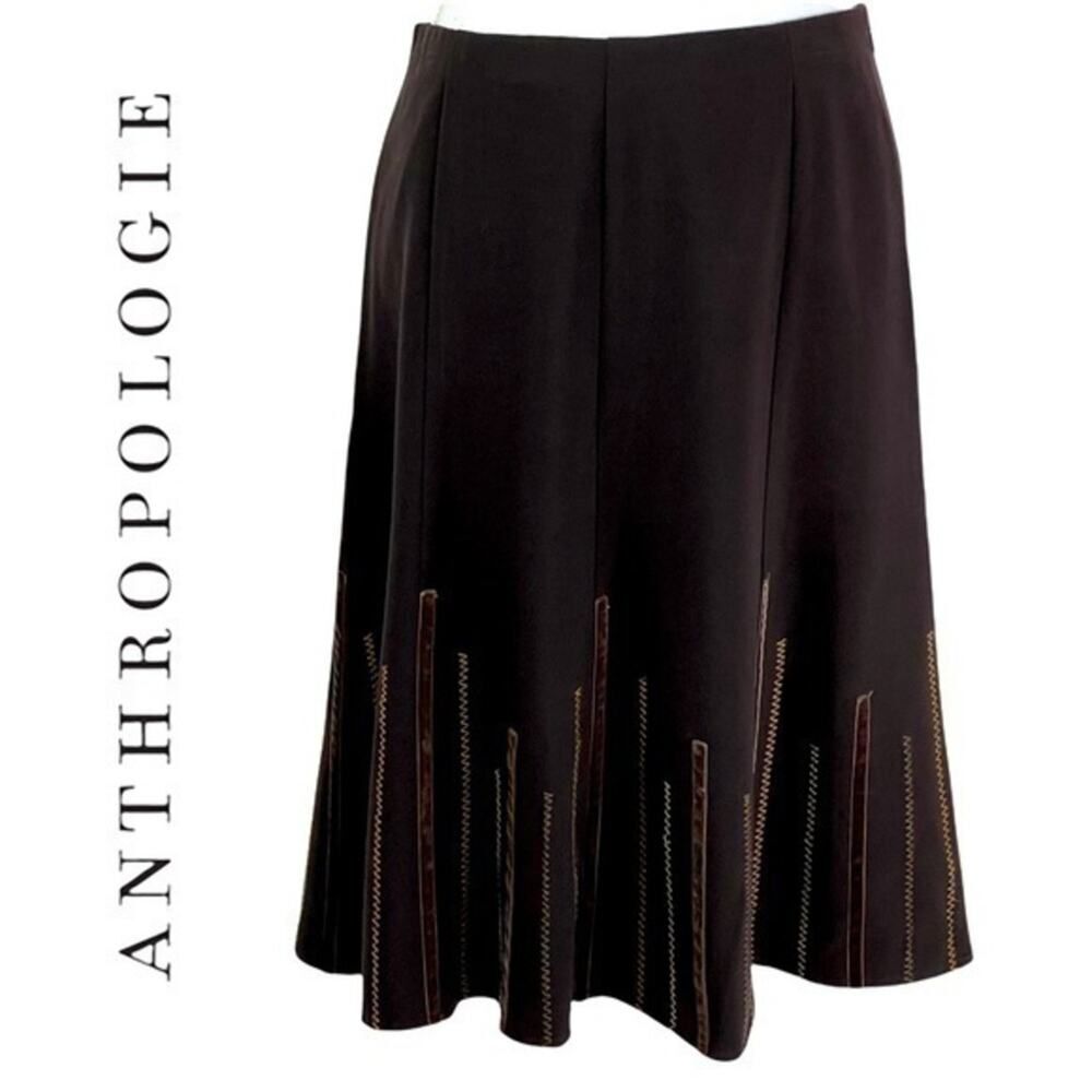 Anthropologie Tribal Velvet Ribbons Embroidery Skirt NWOT Size 6 Whimsical